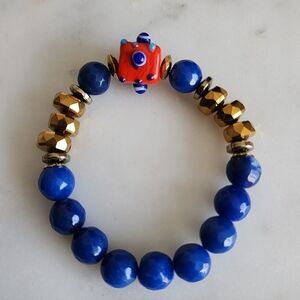 Blue Agate Murano Glass Bracelet